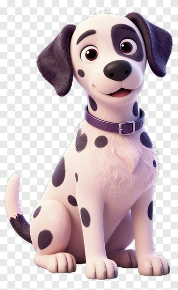 Cartoon Dalmatian Dog Sitting PNG