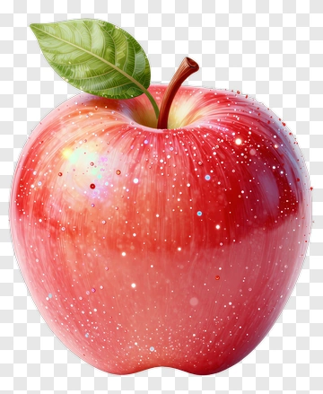 Shiny Red Apple With Leaf PNG