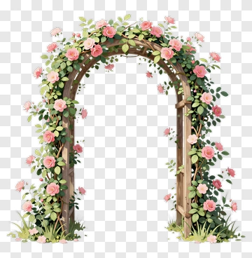 Floral Archway With Pink Roses PNG