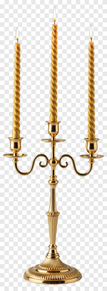 Gold Candle Holder With Three Twisted Candles PNG