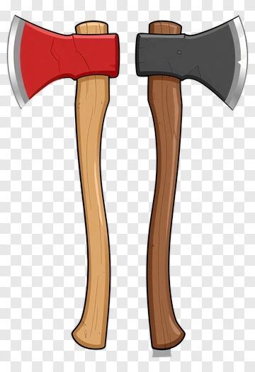 Cartoon Axes With Red And Black Heads PNG