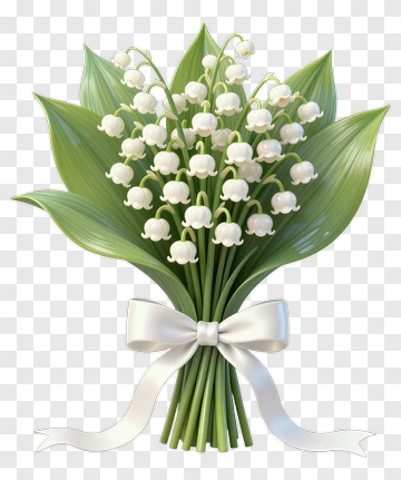 Bouquet Of White Lilies Of The Valley PNG