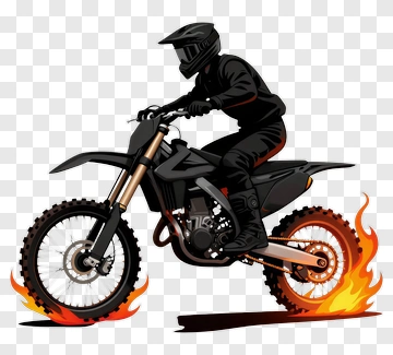 Motorcycle Rider With Flames PNG