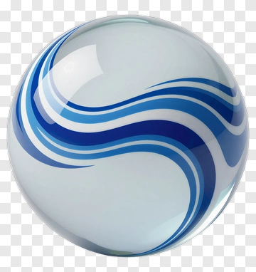 Blue Swirl Design Glass Marble PNG