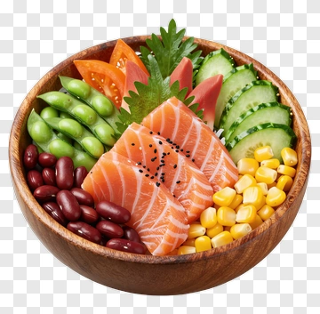 Salmon Salad Bowl With Fresh Vegetables PNG