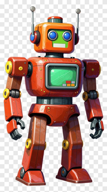 Cartoon Robot With Antennas PNG