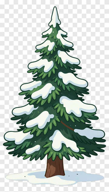 Cartoon Pine Tree With Snow PNG