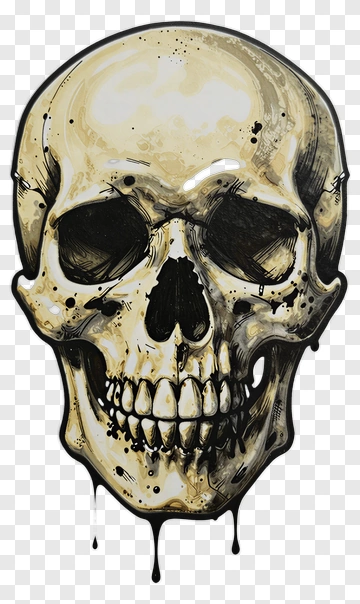 Artistic Skull Illustration PNG