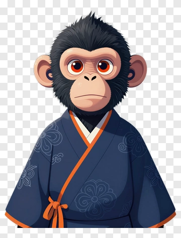 Cartoon Monkey Wearing A Kimono PNG