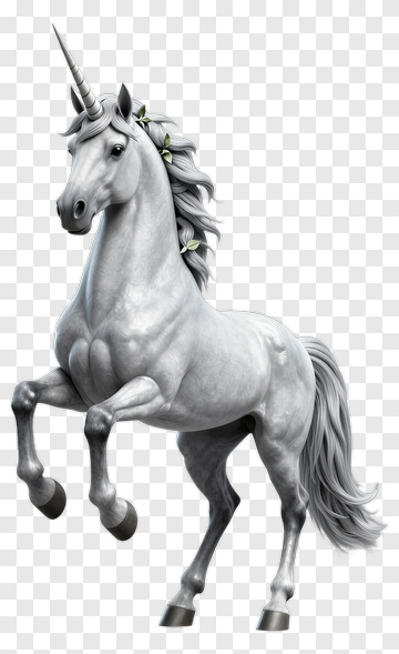 3D Unicorn With Flowers PNG