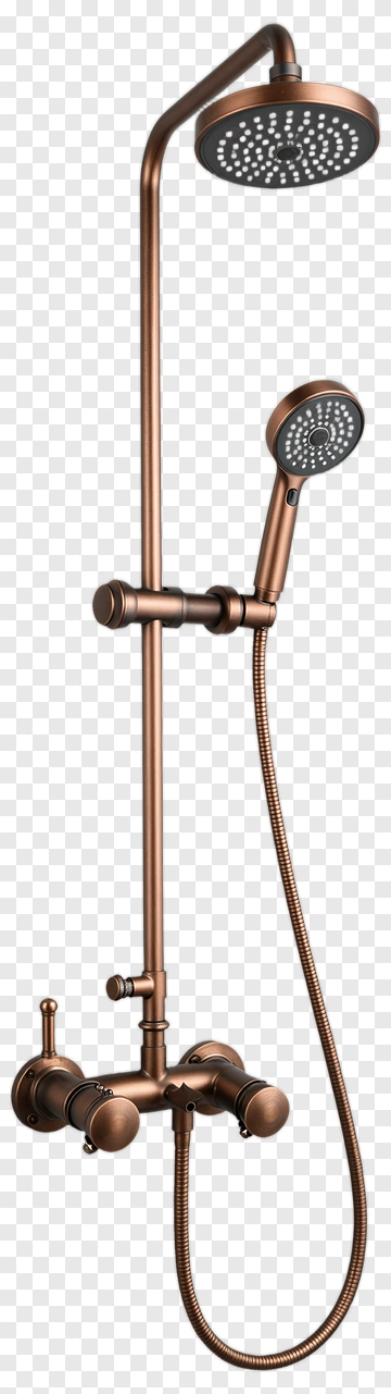 Bronze Shower System With Handheld Showerhead PNG