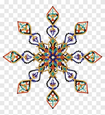 Colorful Beaded Snowflake Design PNG