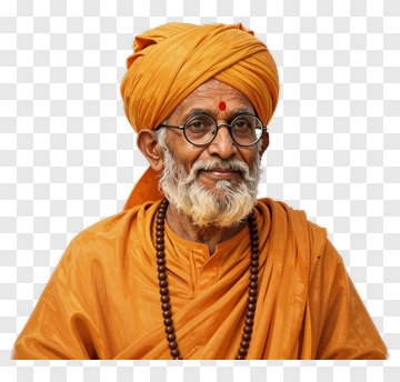 Elderly Man In Orange Robes With Glasses PNG