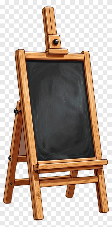 Wooden Easel With Blank Chalkboard PNG