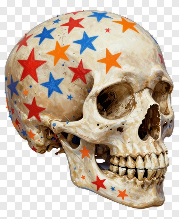 Decorative Skull With Colorful Stars PNG