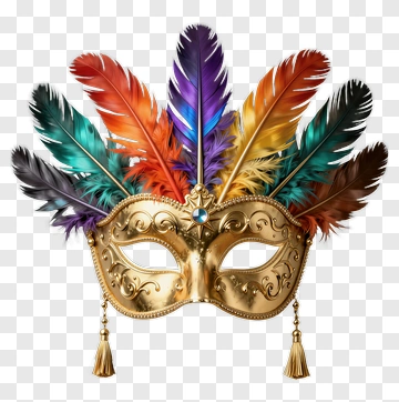 Colorful Feathered Carnival Mask PNG