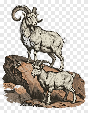 Mountain Goat Standing On A Rock PNG
