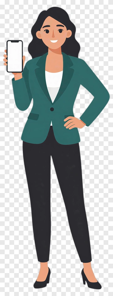 Businesswoman Holding A Smartphone PNG