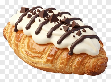 Chocolate Croissant With Cream And Sprinkles PNG