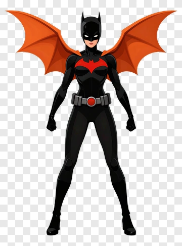 Batgirl Superhero Character With Bat Wings PNG