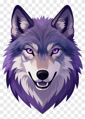 Cartoon Wolf With Purple Eyes PNG