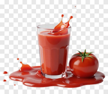 Glass Of Tomato Juice With A Fresh Tomato PNG
