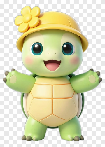 Cartoon Turtle Wearing A Yellow Hat PNG