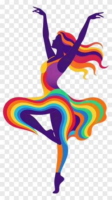 Colorful Dancer In A Rainbow Dress PNG