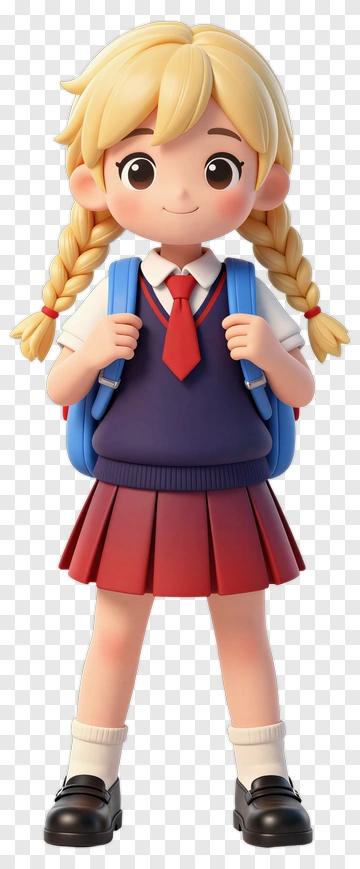 3D Schoolgirl With Backpack PNG