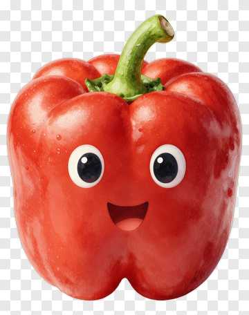 Cartoon Red Bell Pepper With A Happy Face PNG