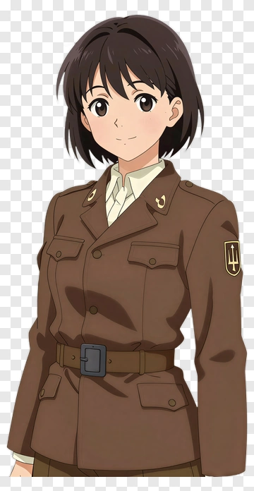 Anime Character In Military Uniform PNG