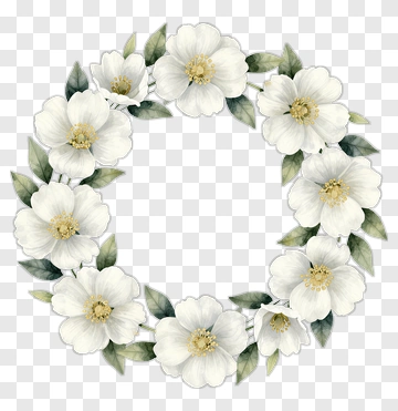 White Floral Wreath PNG