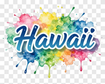 Colorful Hawaii Watercolor Splash PNG