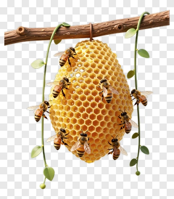 Honeycomb With Bees PNG