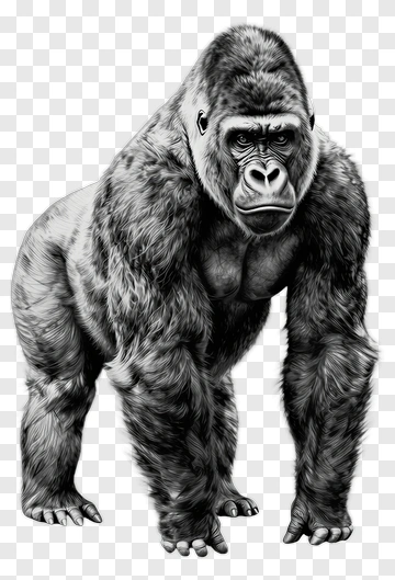 Realistic Gorilla Standing PNG