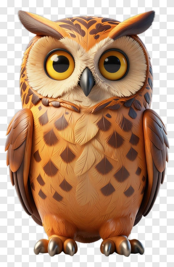 3D Cartoon Owl PNG
