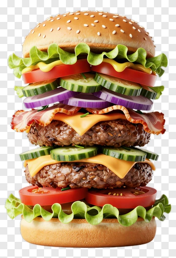 Delicious Cheeseburger With Fresh Vegetables PNG