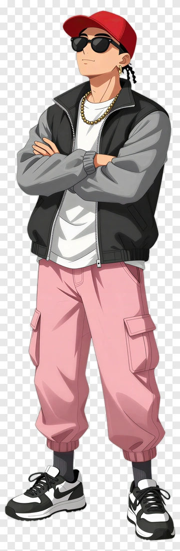 Stylish Cartoon Character In Casual Outfit PNG