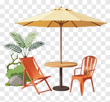 Outdoor Patio Set With Umbrella PNG