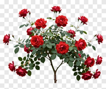 Red Rose Tree With Blooms PNG