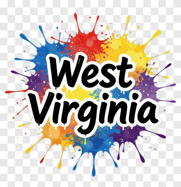 Colorful West Virginia Splash Design PNG