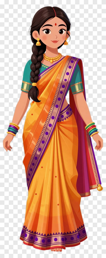 Woman In Traditional Indian Saree PNG