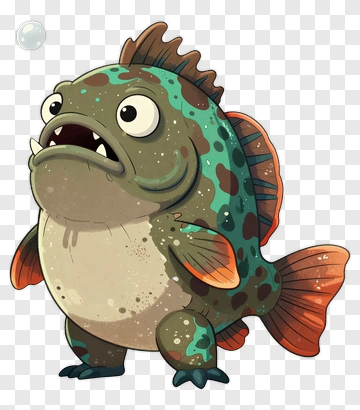 Cartoon Fish Character PNG