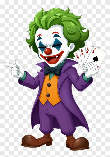 Cartoon Joker Holding Playing Cards PNG