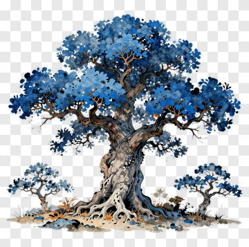 Colorful Tree With Blue Leaves PNG