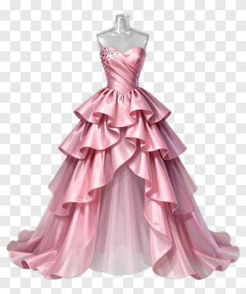 Pink Ruffled Evening Dress PNG