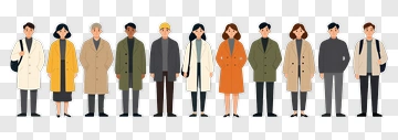Diverse Group Of People In Coats PNG