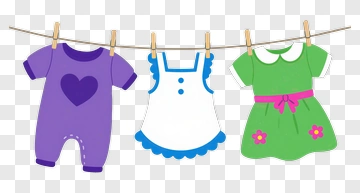 Colorful Baby Clothes Hanging On A Line PNG