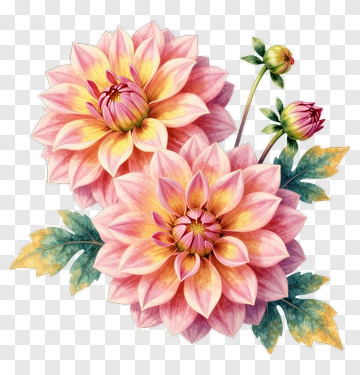 Colorful Dahlia Flowers PNG