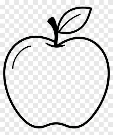Outline Of An Apple With A Leaf PNG
